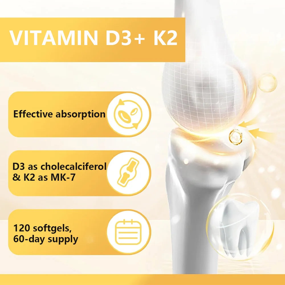 💪 THE BONE & HEART DUO! Vitamin D3 5000IU + K2 - Ultimate Wellness Capsules ❤️