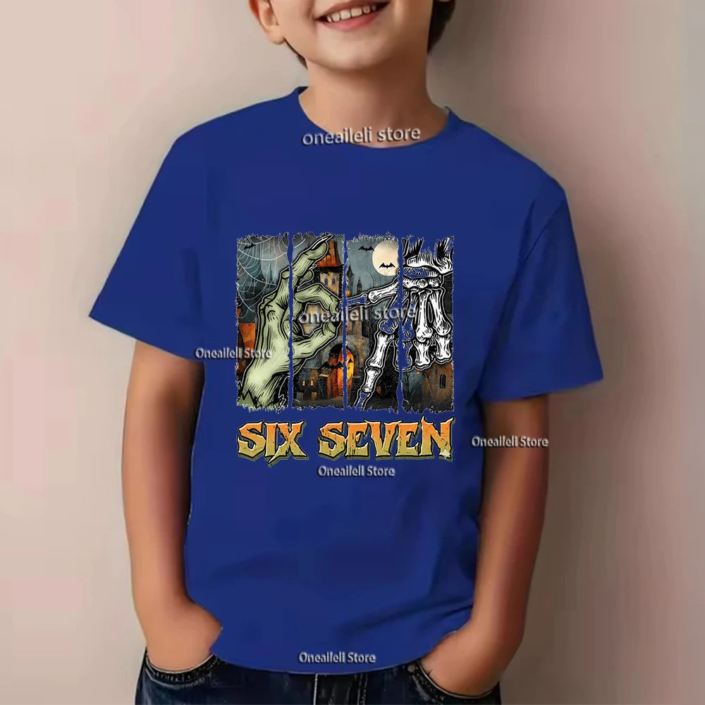 Camiseta infantil de algodão para o verão, com estampa divertida.