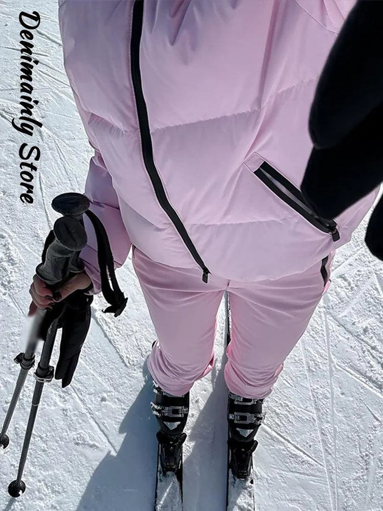 Pink Windproof Skiwear 2-Piece Set – Winter Tracksuit