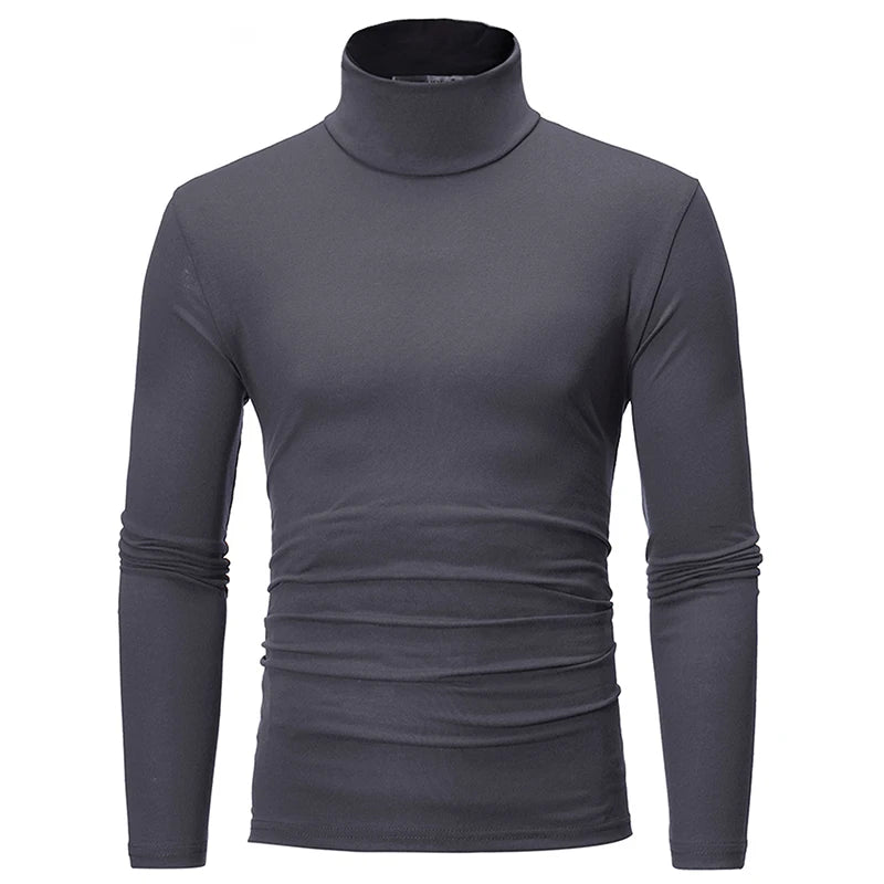 Men's Thermal Underwear Top - High Neck Slim Fit Long Sleeve Base Layer for Winter