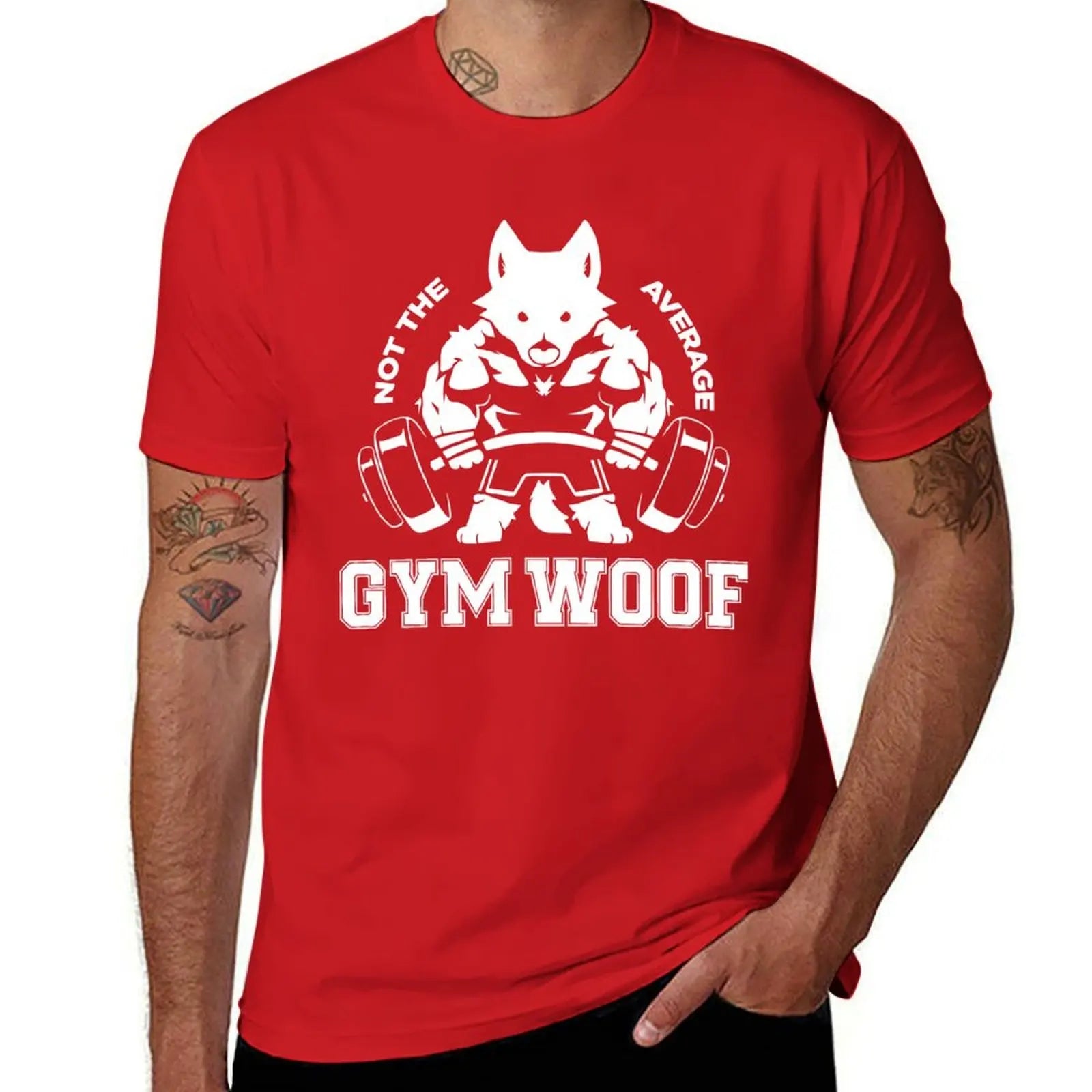 Men's "Gym Woof" Graphic Workout T-Shirt - Cotton Casual Tee