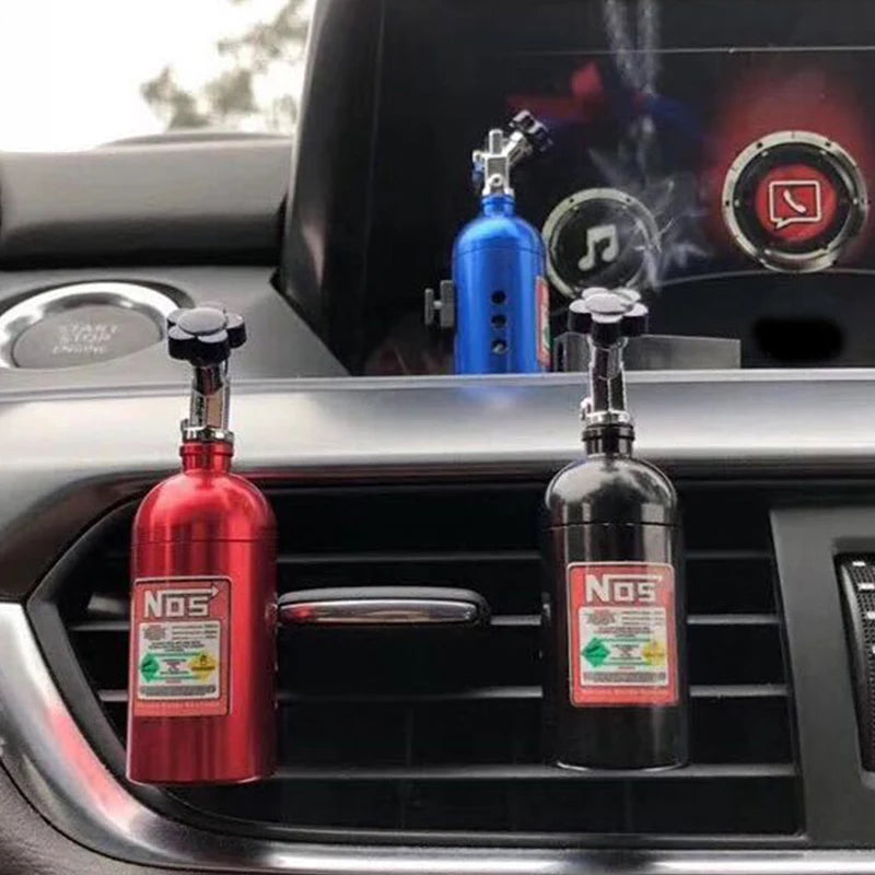 NOS Nitrogen Bottle Car Air Freshener - Lemon Scent Vent Clip Aromatherapy Auto Perfume