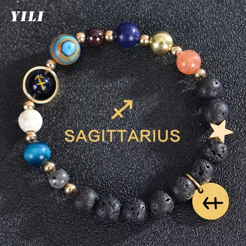 Zodiac Crystal Stone Bracelet for Women - 12 Constellation Charm Birthday Gift