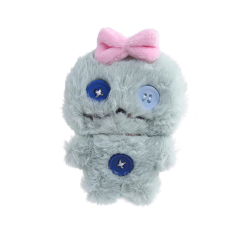 Cartoon Plush Bow Doll Toy Keychain Bag Pendant With Buttons DIY Gifts Keychain Pendant Cute Sweet Plush Dolls Hanging Ornaments
