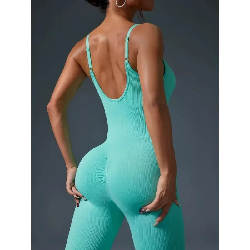 Women's Seamless Bodycon Yoga Jumpsuit - One-Piece Workout Set