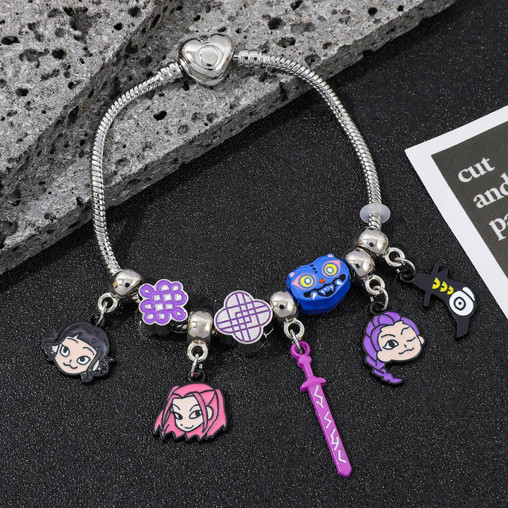Demon Hunters Anime Character Bracelet - Snake Chain Charm Jewelry
