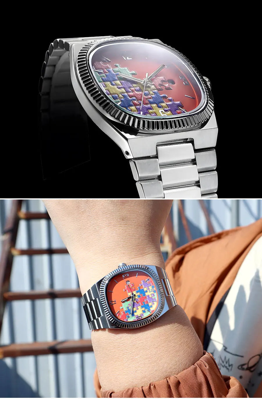 Vintage Cartoon Men's Quartz Watch – Water Resistant Steel Strap with Calendar