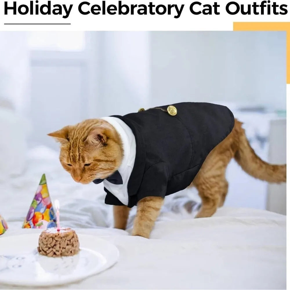 Cat Formal Vest with Bow Tie – Wedding & Birthday Tuxedo Outfit