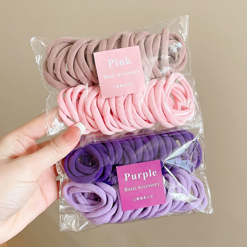 Colorful Elastic Hair Rope – Ponytail Scrunchie Set for Girls | Outdoor & Casual Wear