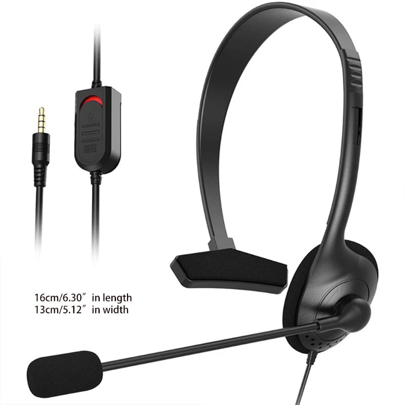 USB Headset with Microphone Single-Sided Computer Headphone Lightweight Call Center Wired Headset for PC/Laptop/Computer