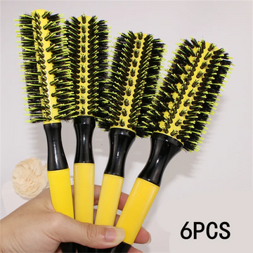 Professional 1/6pcs Boar Bristle Wooden Hair Comb Round Hair Brush Curling Combs Woman Hair Curlerl Hairdresser Styling Tool
