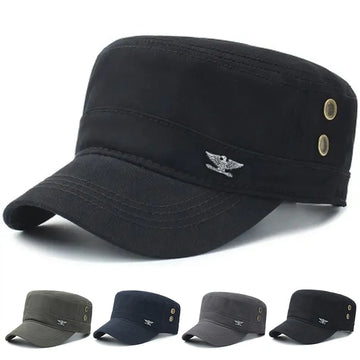 Men's Tactical Flat Top Baseball Cap - Cotton Army Military Hat for Spring & Autumn