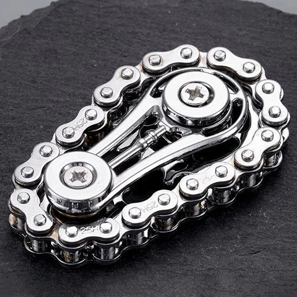 Metal Bike Chain Fidget Spinner – Anti-Stress Gyro Toy for Focus, Anxiety & Calm | CE Certified