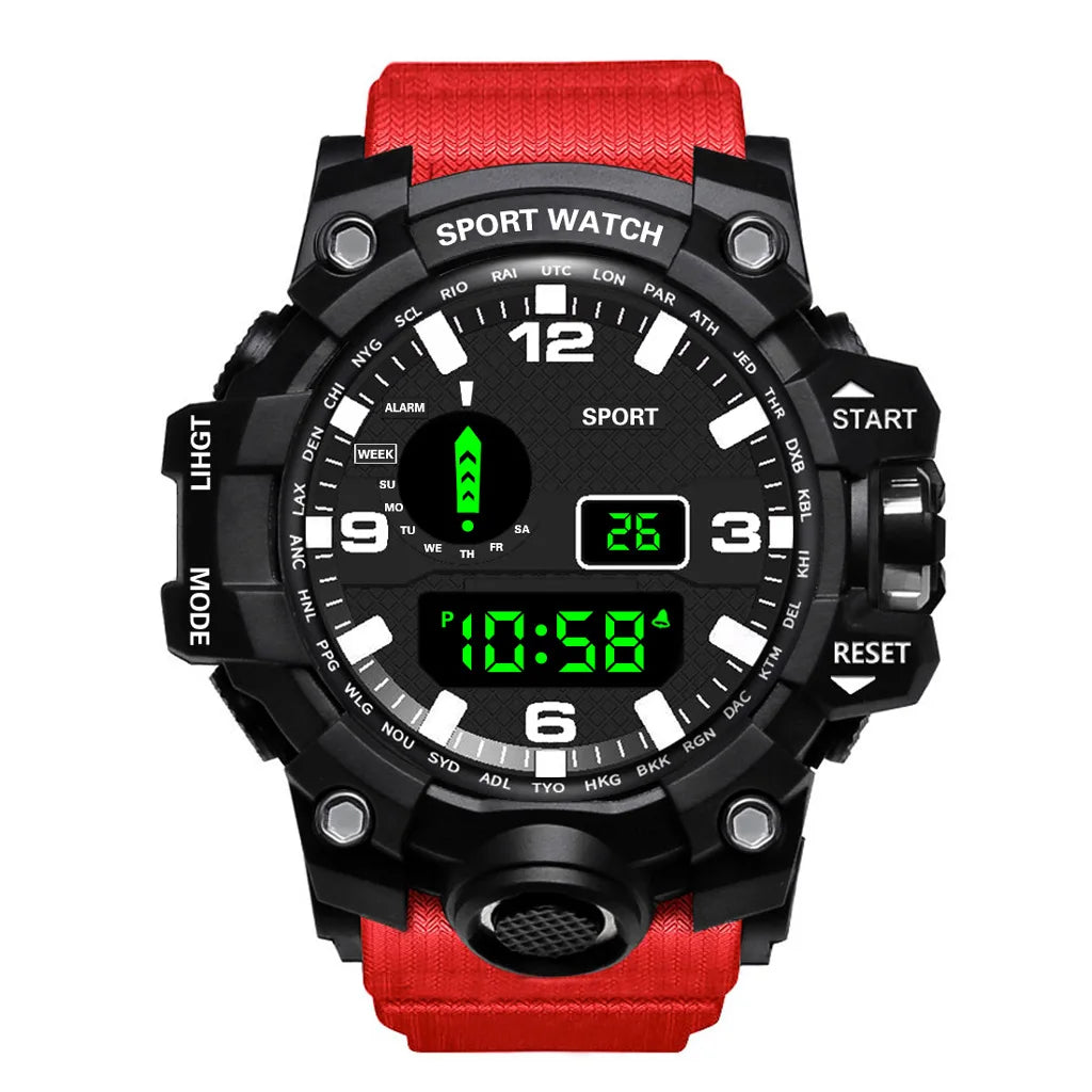 Men's Digital Sports Watch - Large Dial Waterproof Military LED Wristwatch