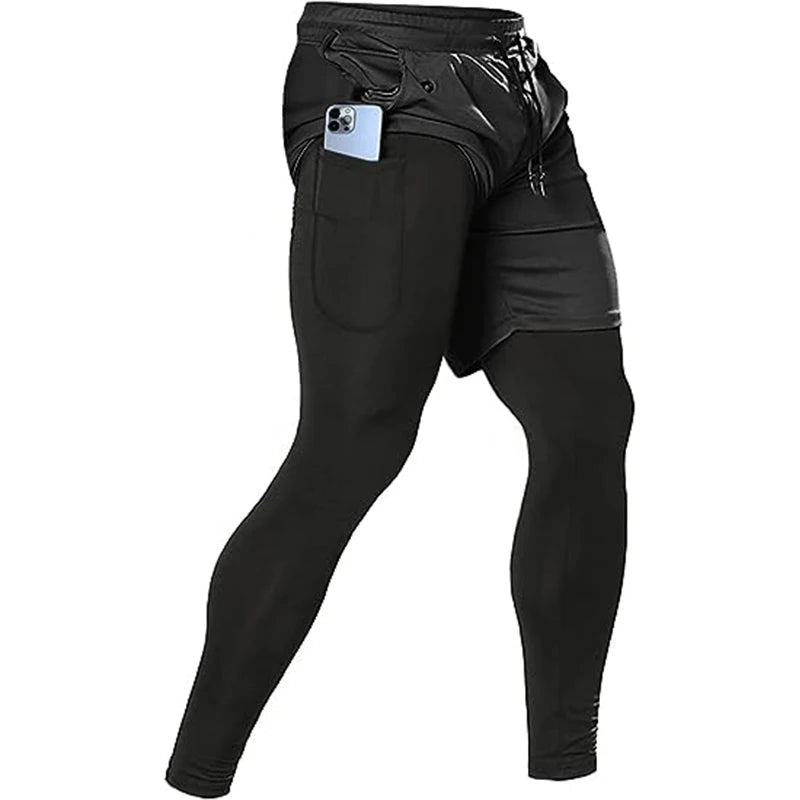 Men's 2-in-1 Athletic Pants - Training Running Pants for Gym, Fitness & Sports