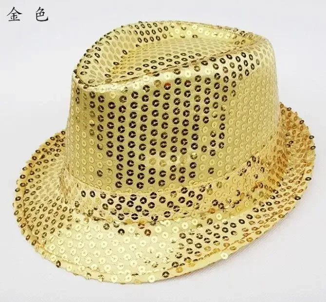 Kids Reflective Top Hat - Glitter Hip-Hop Jazz Dance Performance Hat for Stage & Parties