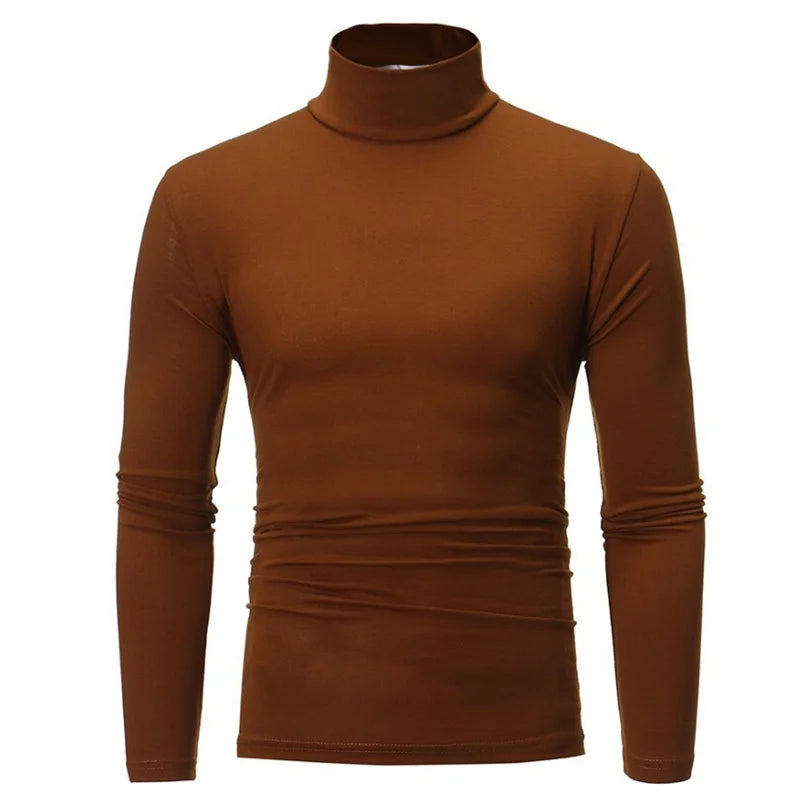 Men's Thermal Underwear Top - High Neck Slim Fit Long Sleeve Base Layer for Winter