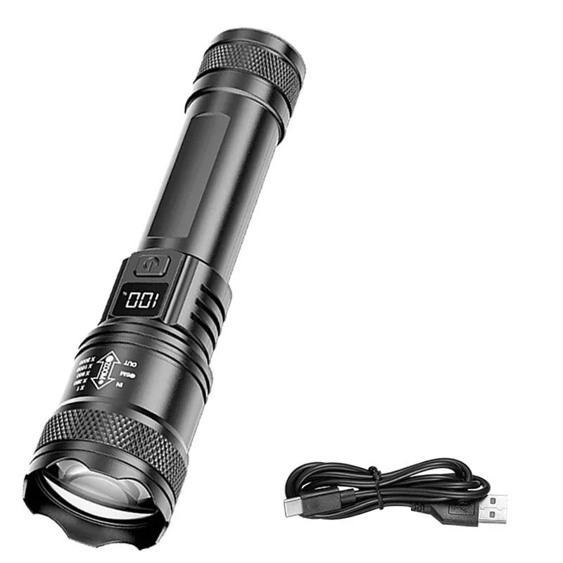 P50 Ultra Bright LED Flashlight - 2000 Lumens Tactical Rechargeable Torch with Zoom