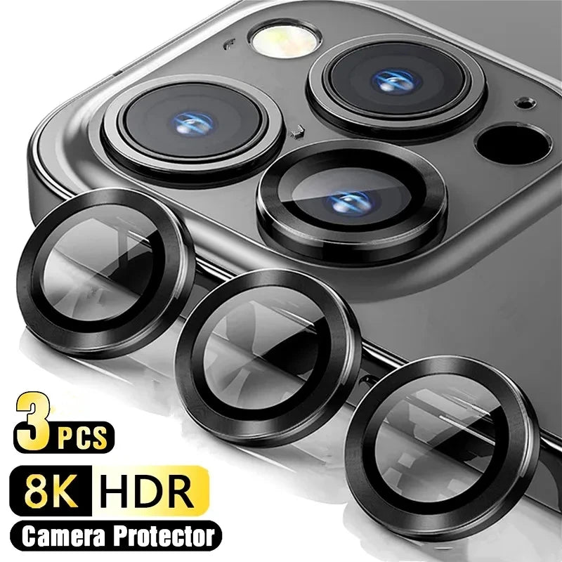 3-Pack Camera Lens Glass Protector for iPhone 16, 15, 14, 13, 12, 11 Pro Max
