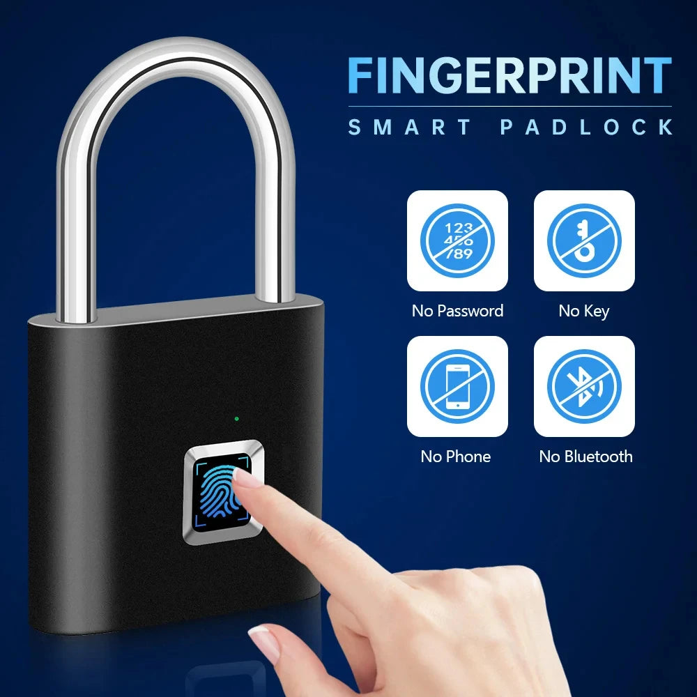 Smart Fingerprint Padlock - USB Rechargeable Keyless Lock