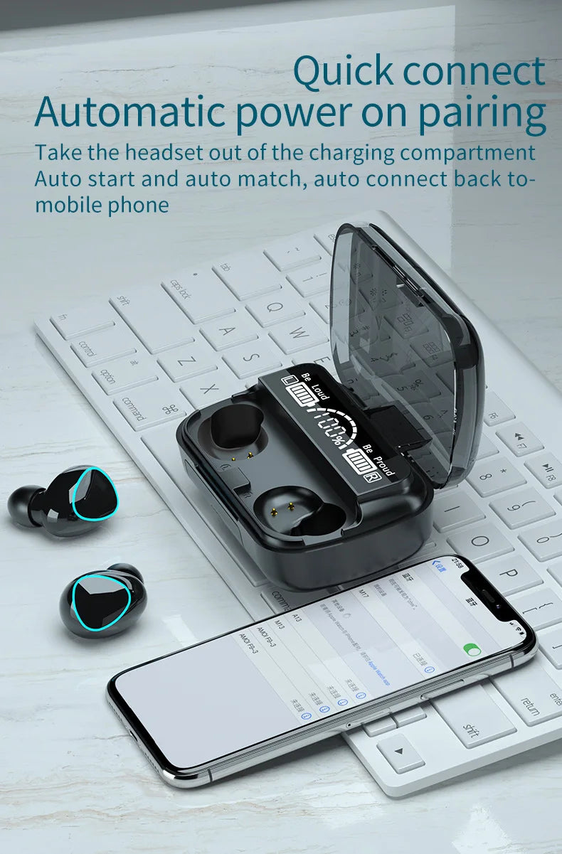 M10 Wireless Earbuds with Power Bank - Sports & Gaming Headphones