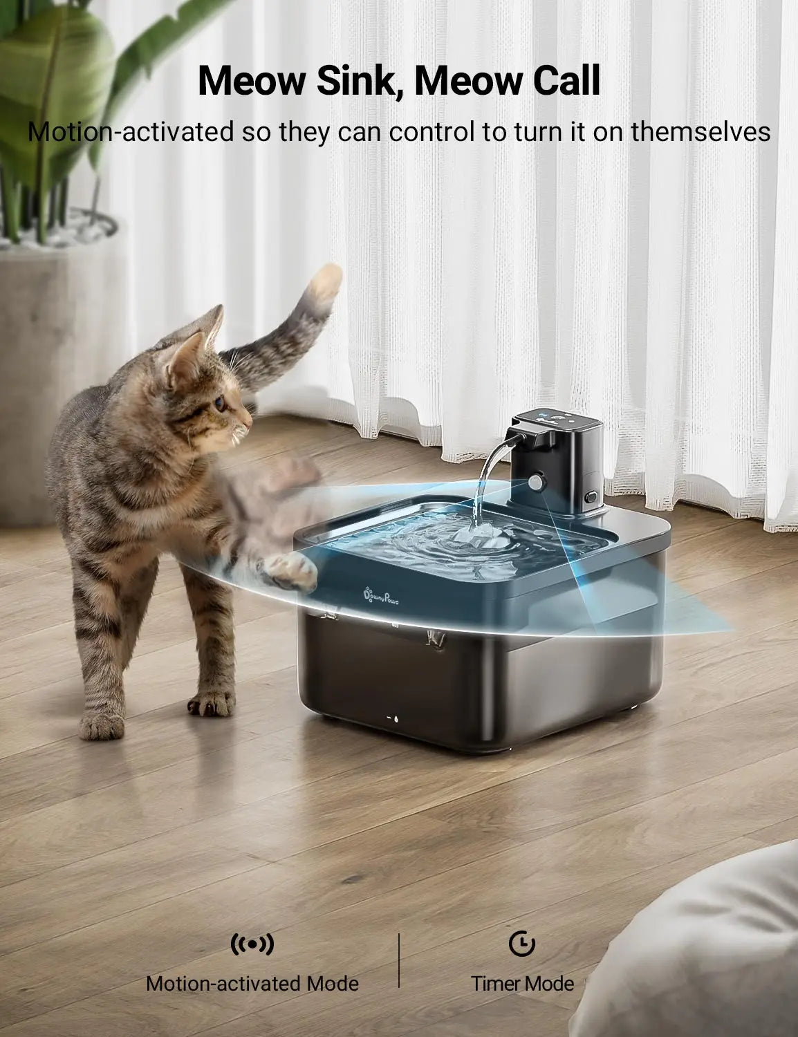 DownyPaws 2.5L Automatic Stainless Steel Cat Water Fountain