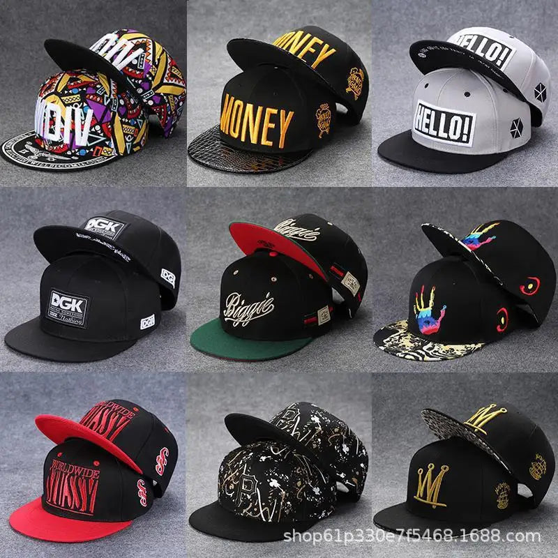 Korean Style Hip-Hop Flat Brim Cap - Unisex Adjustable Baseball Hat with Sun Protection
