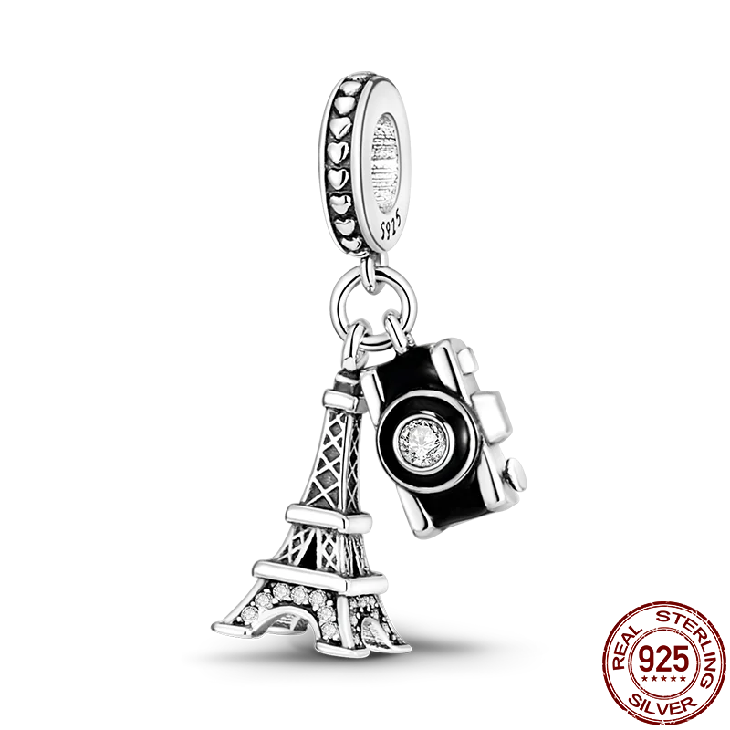 925 Sterling Silver Charm Bead with Zircon - Compatible Bracelet Charm