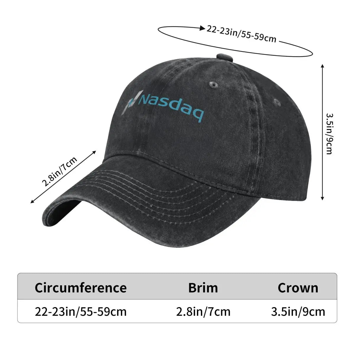 Nasdaq Logo Trucker Hat - Knitted Texture Denim Cap for Men's Summer Wear