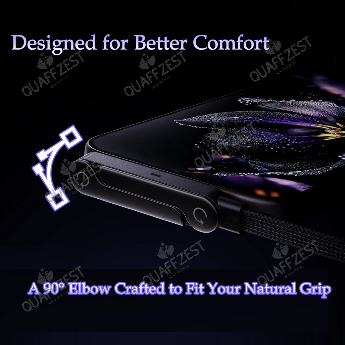 240W Fast Charging Cable with Built-In Foldable Phone Holder - 2-in-1 USB-C Gaming Stand