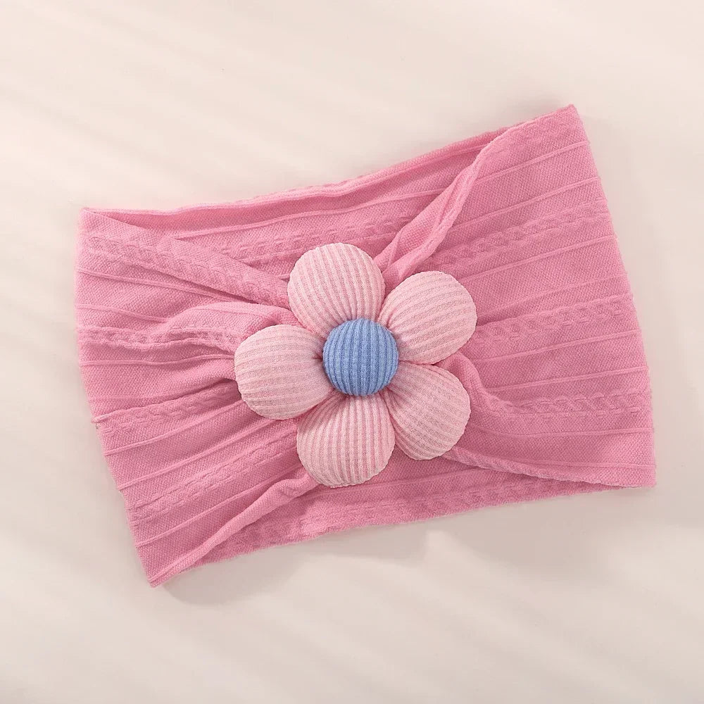 Baby Nylon Headscarf – Handmade Flower Elastic Headband for Newborns Ages 0–1