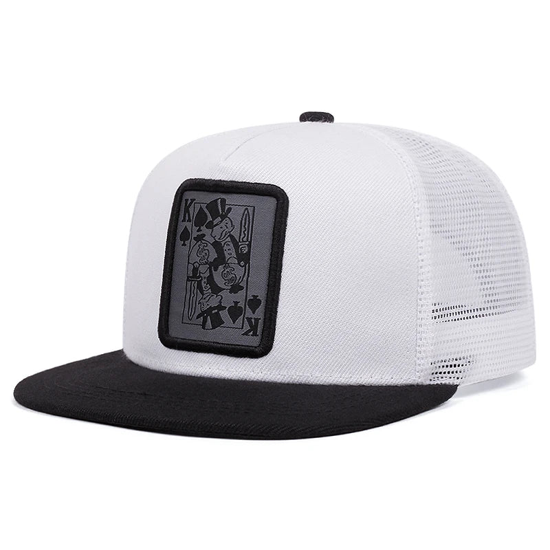 Playing Card Baseball Cap - Adjustable Snapback Trucker Hat for Fishing & Casual Wear
