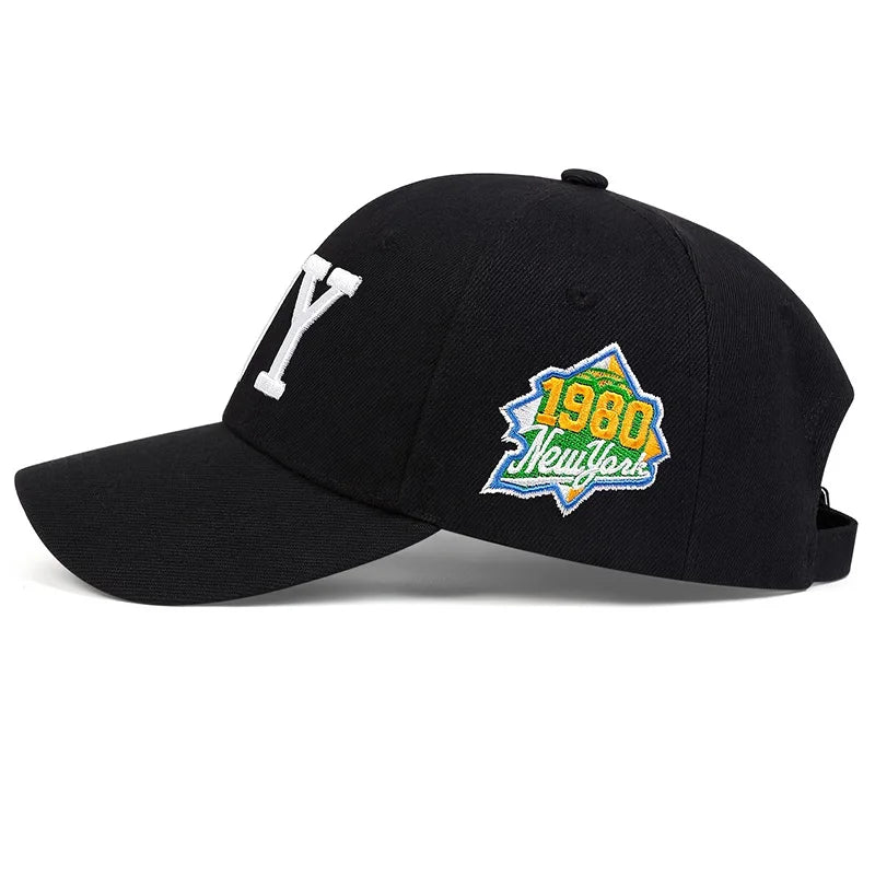 NY Letter Embroidered Baseball Cap - Adjustable Cotton Snapback Hat for Men