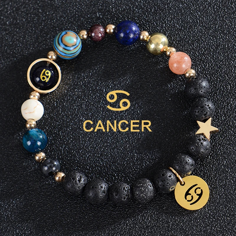 Zodiac Crystal Stone Bracelet for Women - 12 Constellation Charm Birthday Gift