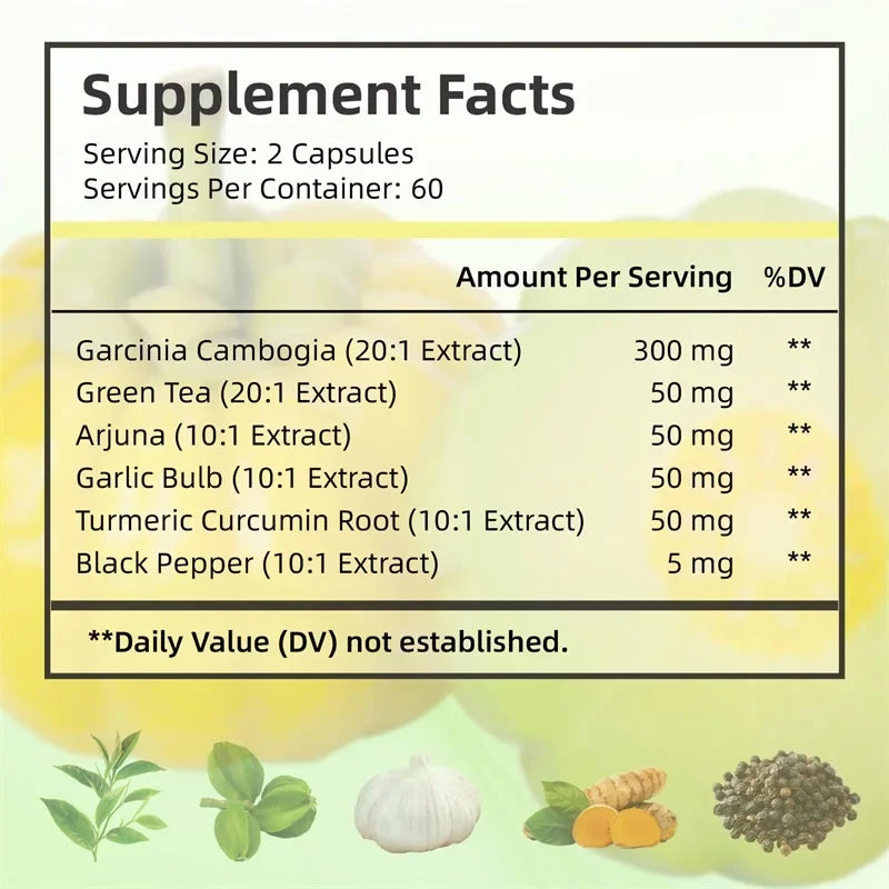 Garcinia Cambogia Capsules - Natural Fat Burner & Appetite Suppressant for Weight Loss