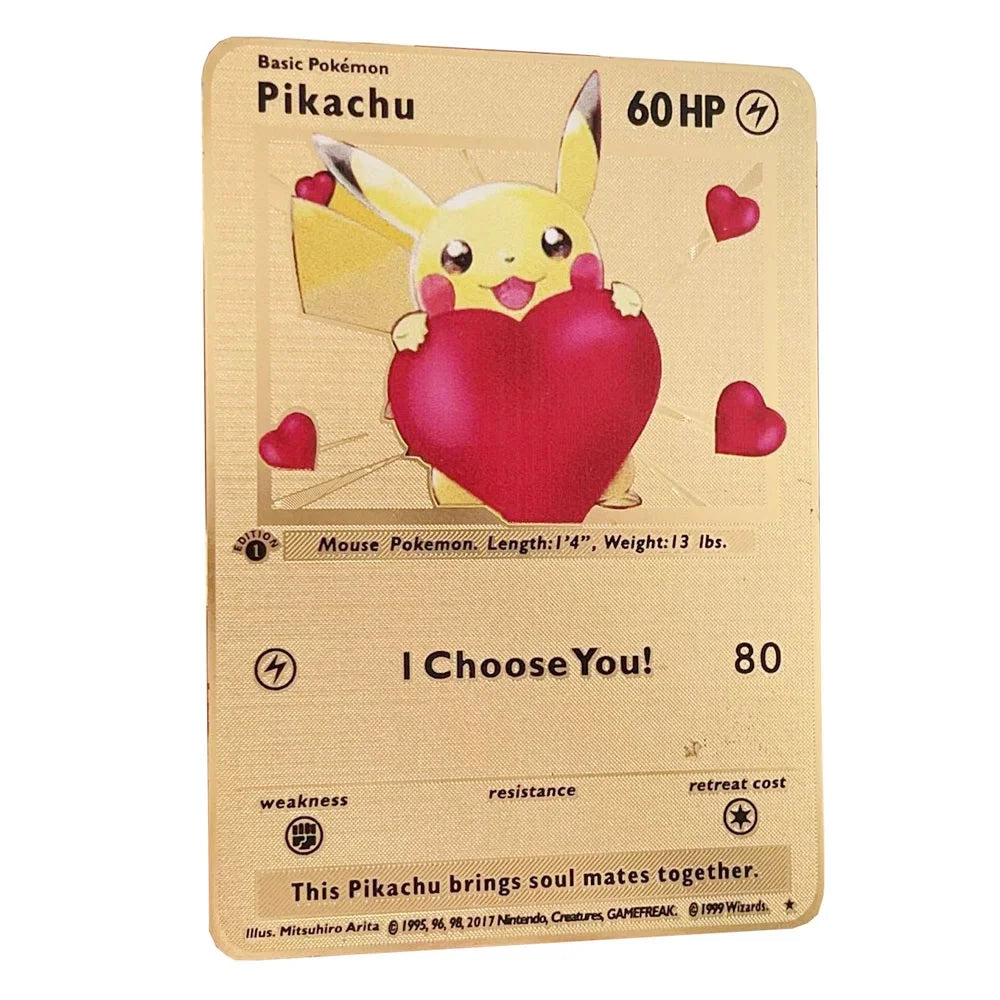 Spanish Pokemon Gold Metal Cards – Mewtwo, Pikachu GX & Charizard VMAX Set