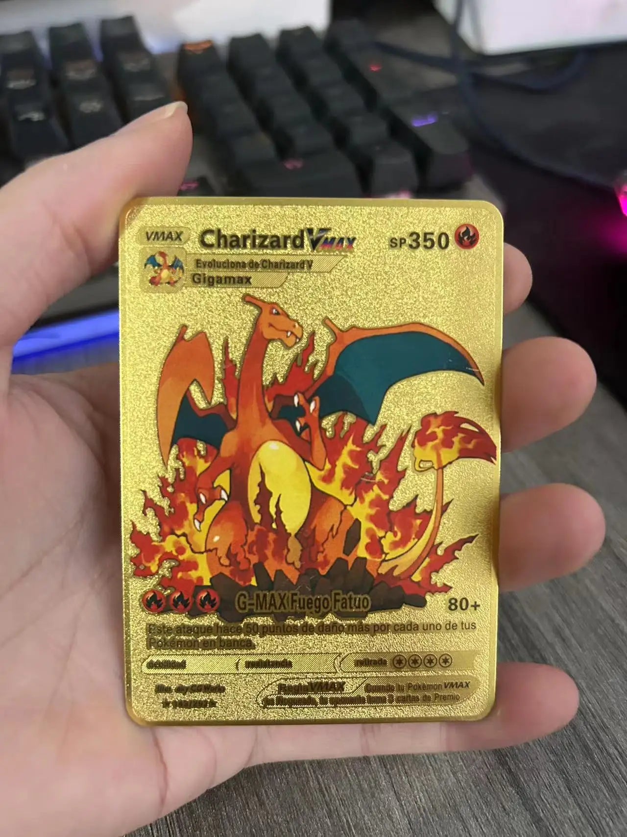Spanish Pokemon Metal Cards – Mewtwo, Pikachu GX & Charizard VMAX Set