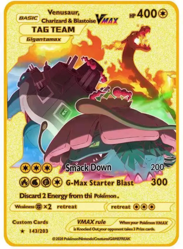 Pokemon Gold Metal Cards – Mewtwo, Pikachu GX & Charizard VMAX Collector Set