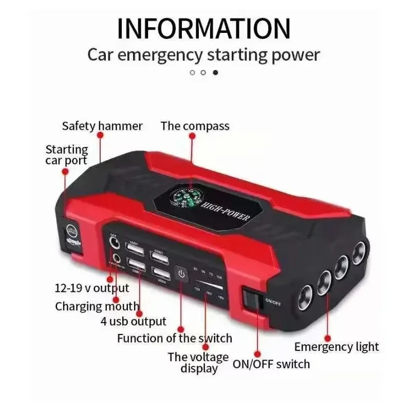 12V 98000mAh Car Jump Starter - Emergency Battery Power Bank & Booster