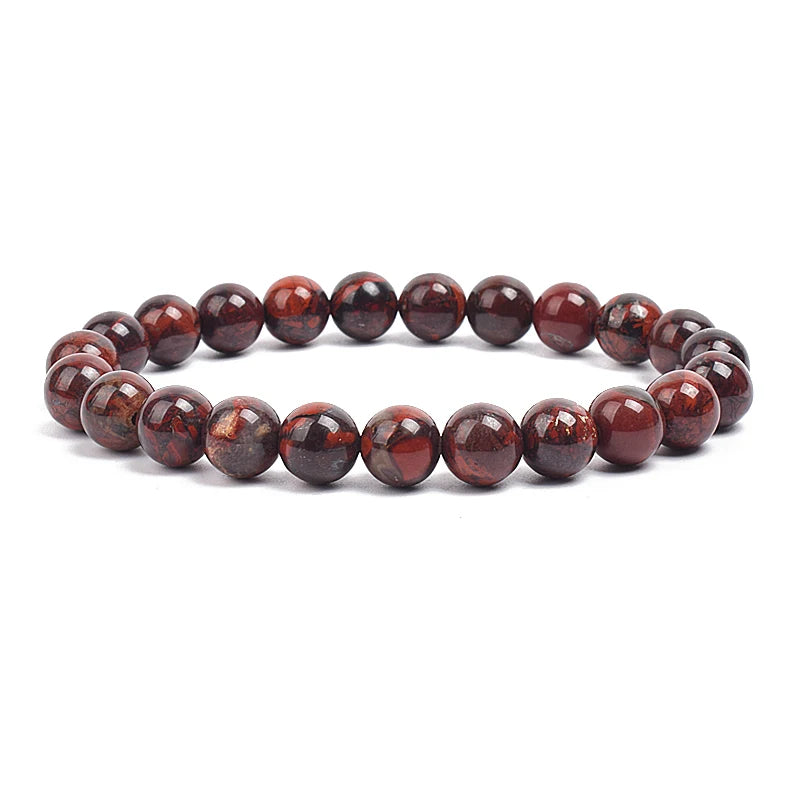 Natural Stone Beads Bracelet – Amethyst, Quartz, Jade & Agate Healing Bangle