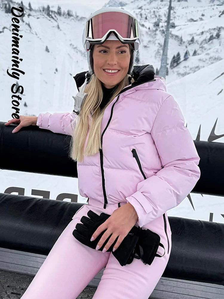 Pink Windproof Skiwear 2-Piece Set – Winter Tracksuit