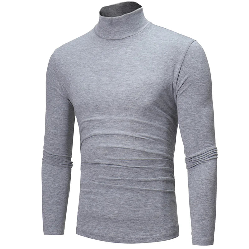 Men's Thermal Underwear Top - High Neck Slim Fit Long Sleeve Base Layer for Winter