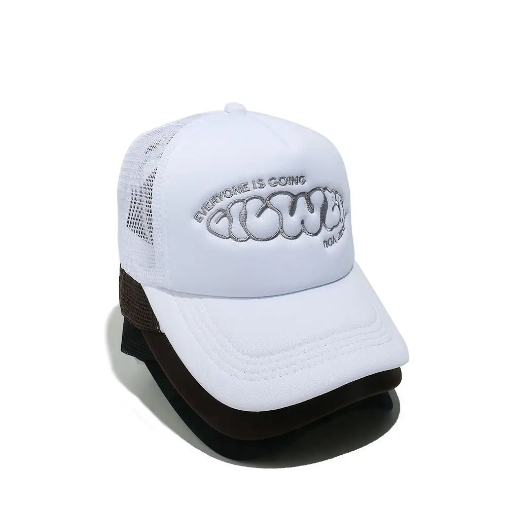 "Everyone Is Going" Letter Embroidered Trucker Cap - Breathable Hip-Hop Snapback Hat