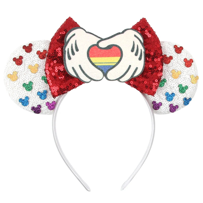 Disney Colorful Sequins Bow Headband – Rainbow Hair Accessory for Girls & Disney Fans