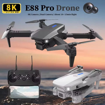 E88 Pro Foldable GPS Drone with 4K Dual Camera - 23 Min Flight, Optical Flow (360g)