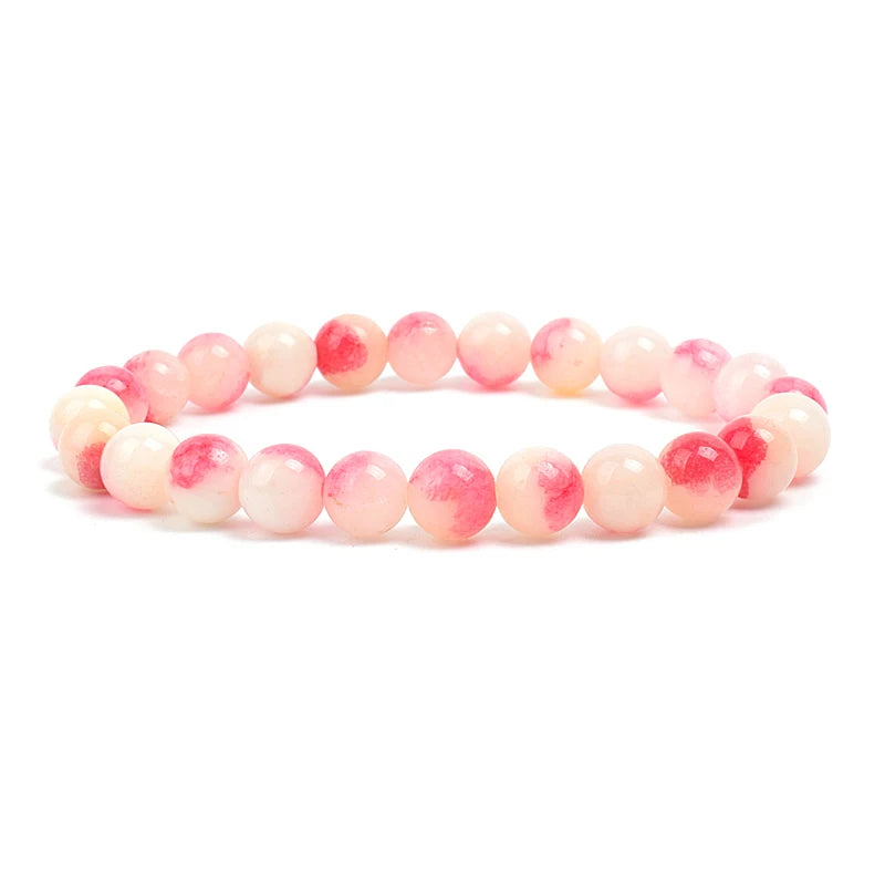 Natural Stone Beads Bracelet – Amethyst, Quartz, Jade & Agate Healing Bangle