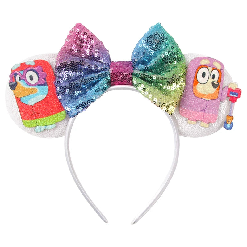 Disney Colorful Sequins Bow Headband – Rainbow Hair Accessory for Girls & Disney Fans