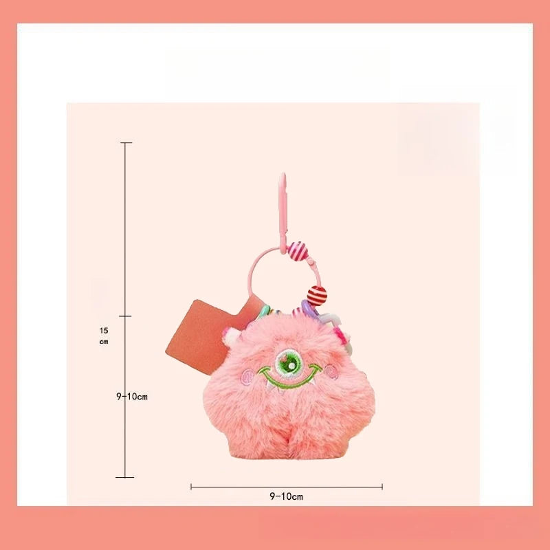 Monster Plush Toy Keychain with Colorful Chain, Creative Doll Bag Charm Pendant, Cute Gift for Kids Women Men for Backpack Purse