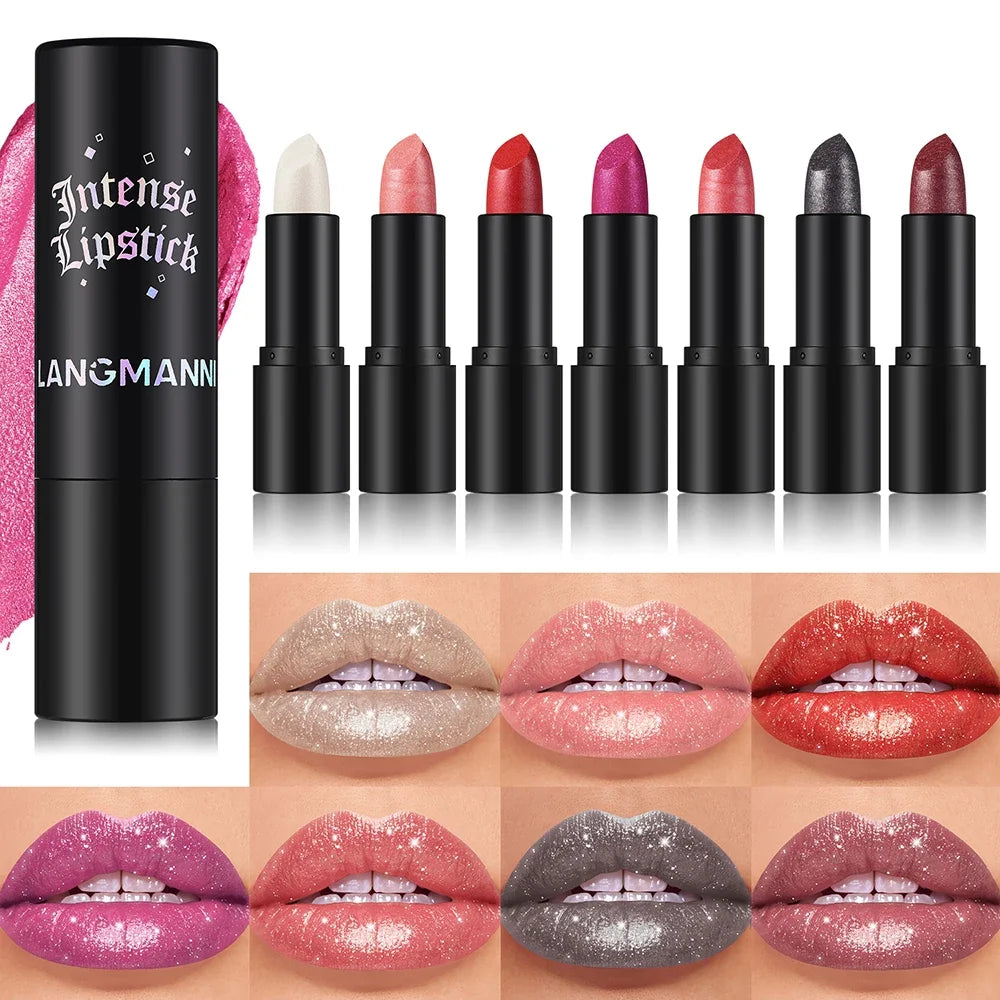 Shimmer Coral Metallic Lipstick - Glitter Diamond Waterproof Lip Gloss
