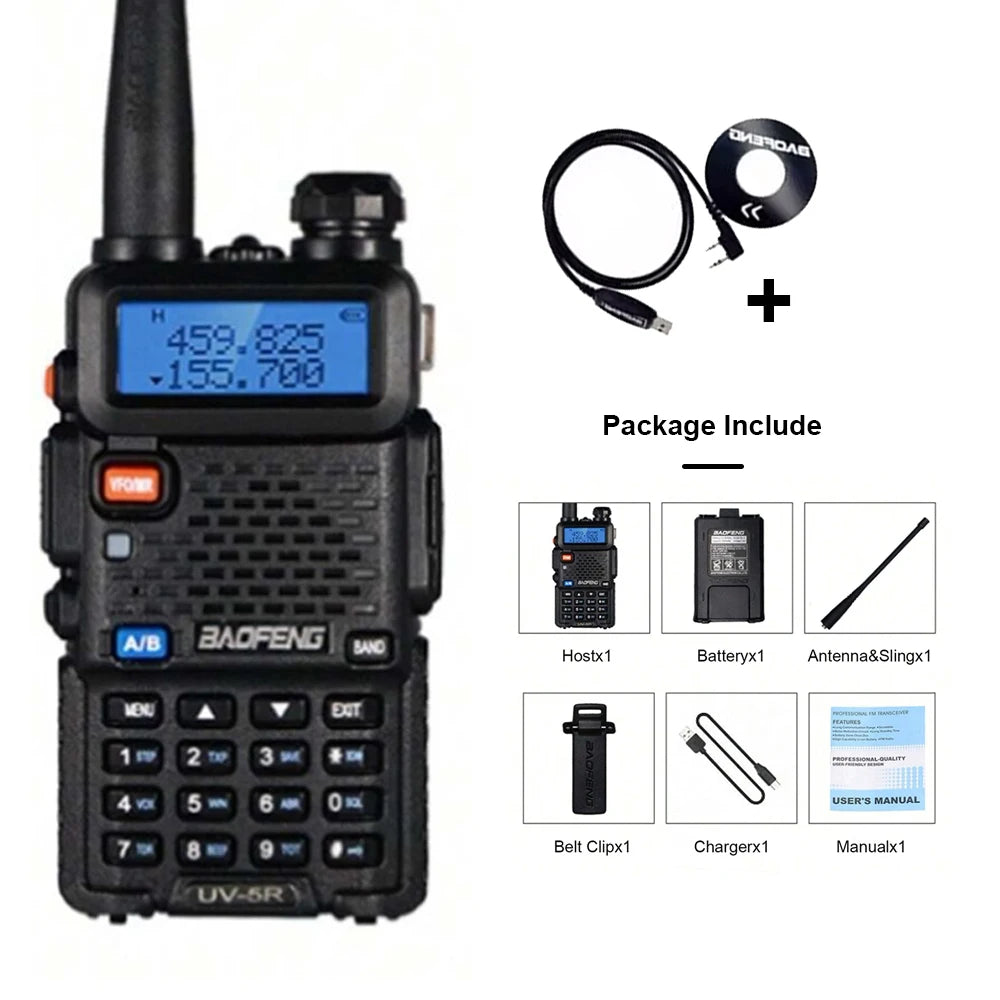 Baofeng UV-5R Two-Way Radio - Dual Band VHF/UHF Ham Radio with USB Charging